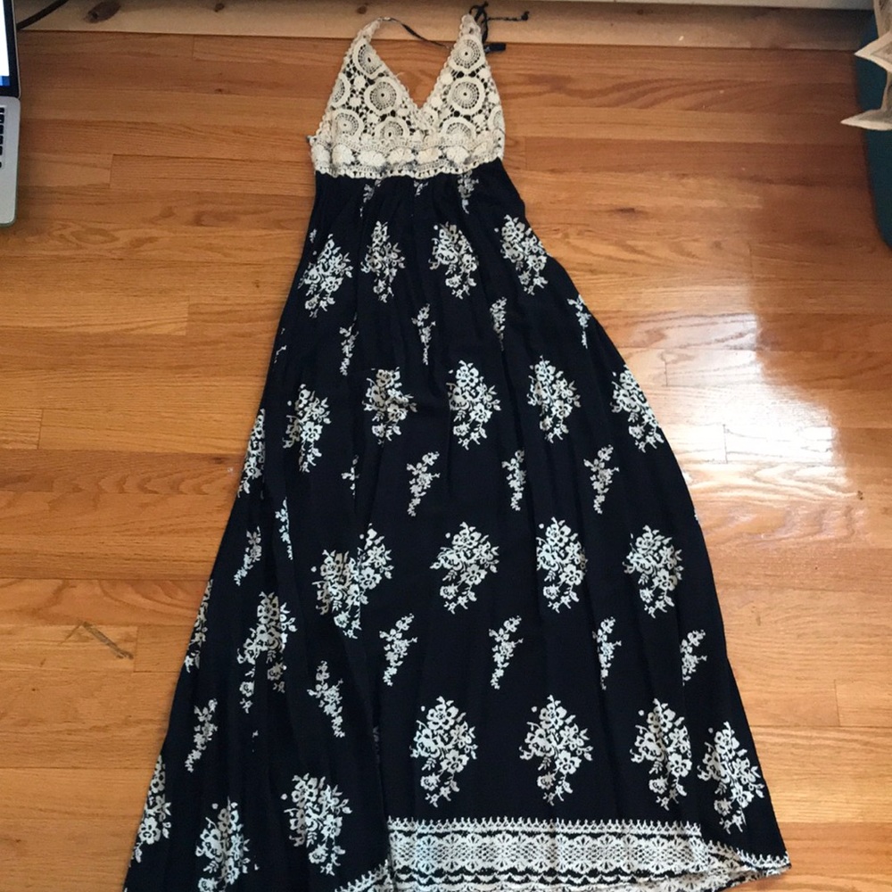 Navy and White Maxi Dress